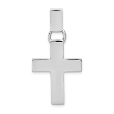Black Bow Jewelry 14K White Gold Polished Hollow Modern Cross Pendant 20 x 40mm