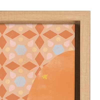 Sylvie Rainbow Framed Canvas Art with Natural Frame