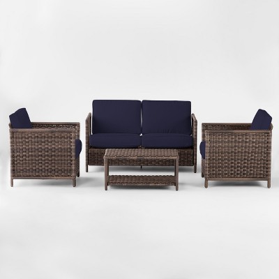 threshold belvedere 5pc wicker patio chat set