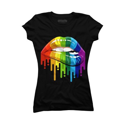 Adult Design By Humans Rainbow Pride Lip Melt By COVI T-Shirt