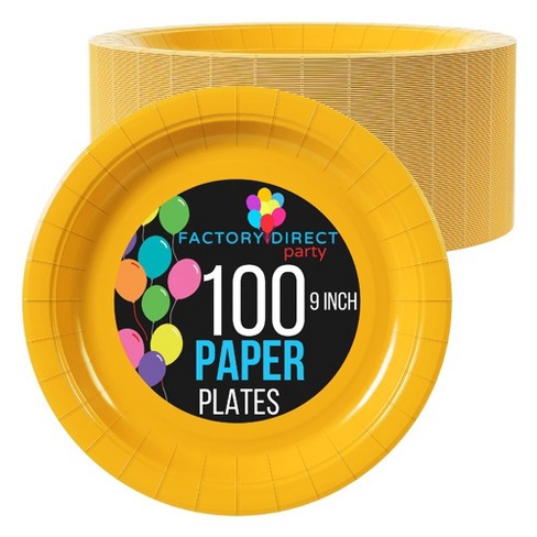 Exquisite Yellow Paper Plates 9 inch Disposable Plates - 100 Ct.