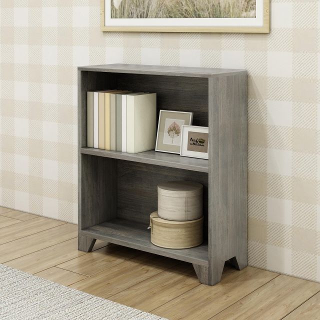 Max & Lily Bookshelf, 2 Shelf Bookcase Modern Farmhouse Solid Wood ...
