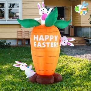 Joyfy 6 FT Easter Inflatable Carrot and Bunny, Blow Up Decoration with Build-in LED Lights for Easter Party, Indoor, Outdoor, Yard, Garden, Lawn Decor - 1 of 4