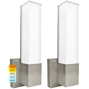 Luxrite 14" LED Wall Sconces Brushed Nickel, 5 Color Options 2700K-5000K, CRI 90, 1050 Lumens, Dimmable, Damp Rated, ETL Listed, Square 2 Pack - 1 of 4