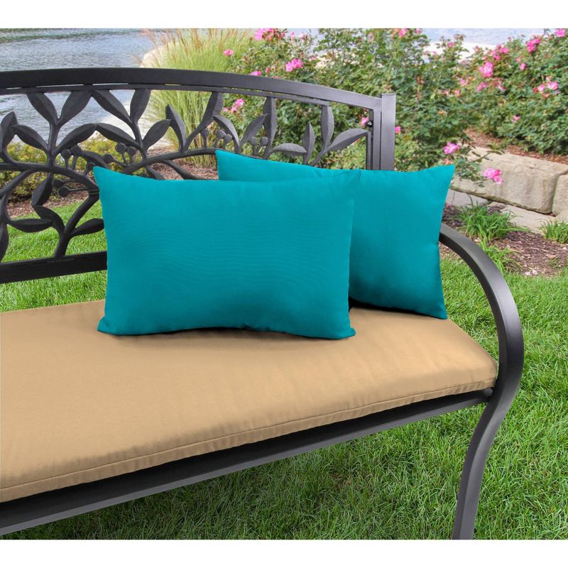 Set of 2 Outdoor Throw Pillow Set Washed Turquoise - Jordan Manufacturing, 4 of 6