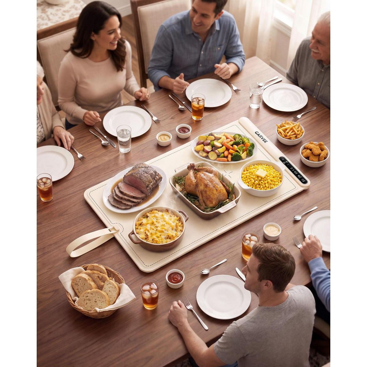25x16 Inch Silicone Electric Food Warming Mat with 8-Temp Control & Auto Shut-Off, 500W Countertop Buffet Warmer for Parties & Home