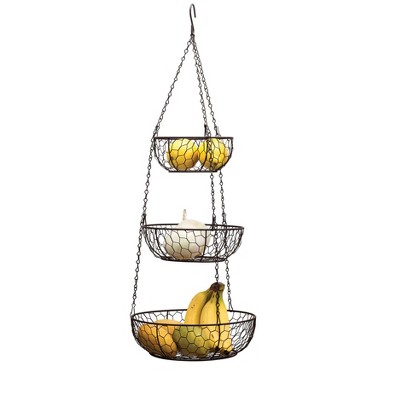 Bronze Metal 3-Tier Hanging Wire Baskets