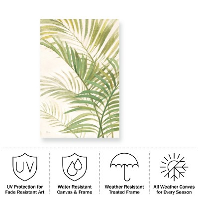 Albena Hristova Green Palm Leaves Outdoor Canvas Print 12x19