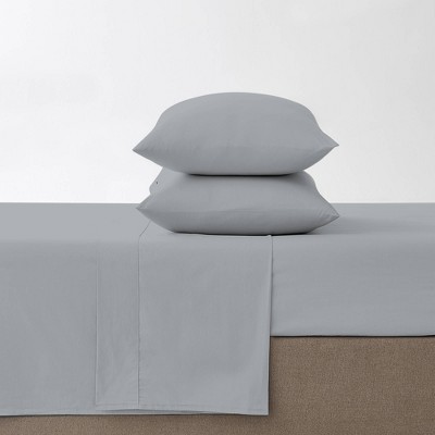 Twin Light Gray Cotton Percale Sheet Set