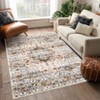 Washable Vintage Medallion Rug Non Slip Low Pile Rug Soft Throw Floor Cover Foldable Indoor Carpet for Living Room Bedroom - 3 of 4