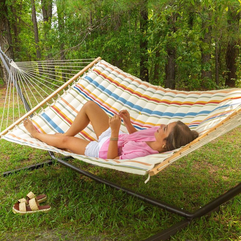 13&#39; Pillowtop Outdoor Fabric Hammock with Spreader Bar Terracotta Pink - Threshold&#8482;, 3 of 6