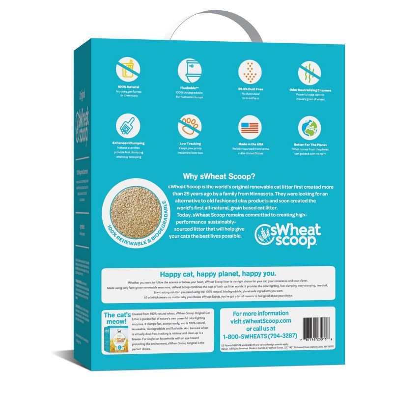 sWheat Scoop Fragrance Free Clumping Natural Cat Litter - 15lbs, 3 of 6