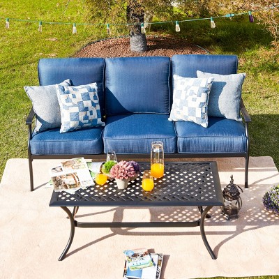 2pc Sofa and Coffee Table Patio Seating Set - Blue - Patio Festival