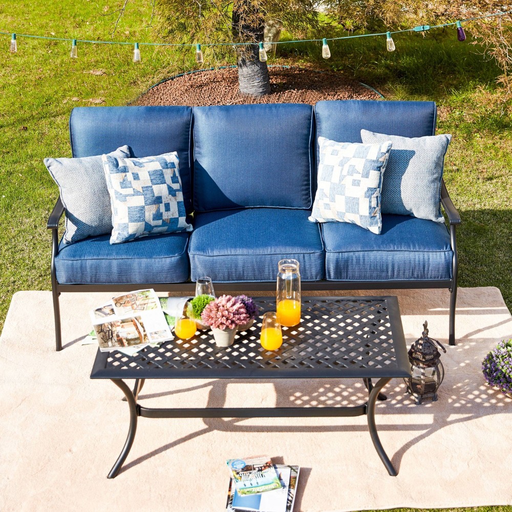 Photos - Garden Furniture 2pc Sofa and Coffee Table Patio Seating Set - Blue - Patio Festival: Weath