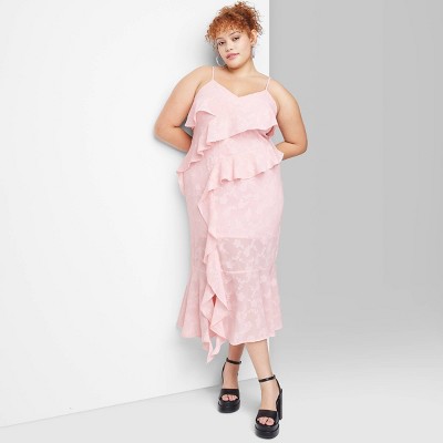 Women's Ruffle Midi Dress - Wild Fable™ Pink XXL