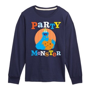 Boys' - Sesame Street - Party Monster Cookie Monster Long Sleeve Graphic T-Shirt - 1 of 3