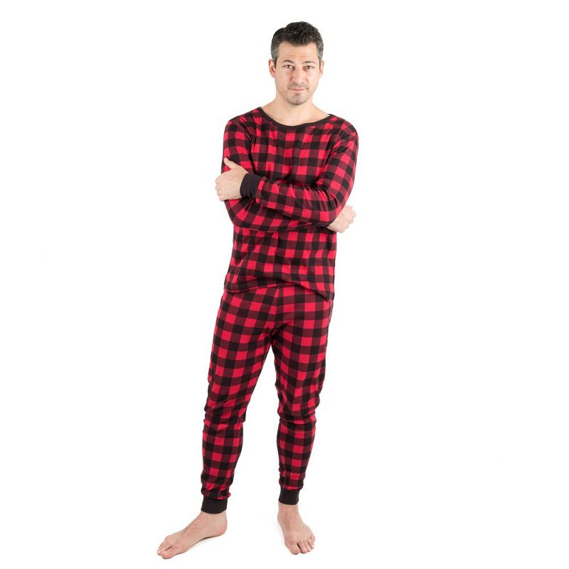 Leveret Mens Two Piece Cotton Plaid Christmas Pajamas, 1 of 4