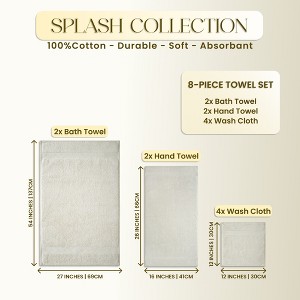 Splash Ultra-Soft Zero Twist 100% Ring Spun Cotton Mix Towel Set  - Reversible, 550 GSM, Breathable, Lightweight, Highly Absorbent Towels for Bathroom - 1 of 1