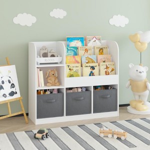 Runesay Kids Bookcase and Bookshelf, Multifunctional Bookcase with 3 Collapsible Fabric Drawers - 1 of 4