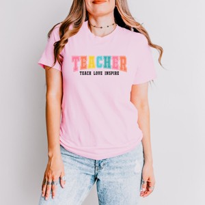 Simply Sage Market Teacher Bright Varsity Short Sleeve Tee - 1 of 4