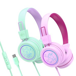 MEE audio KidJamz KJ55U (2 Pack) Safe Listening USB-C Headphones for Kids with LED Lights - 1 of 4