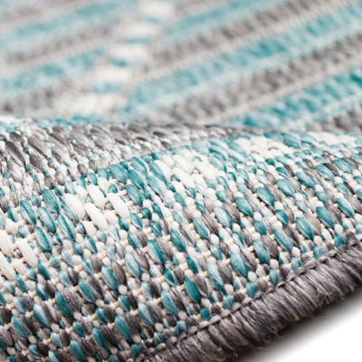 Aqua Diamond Flat Woven Indoor/Outdoor Rug