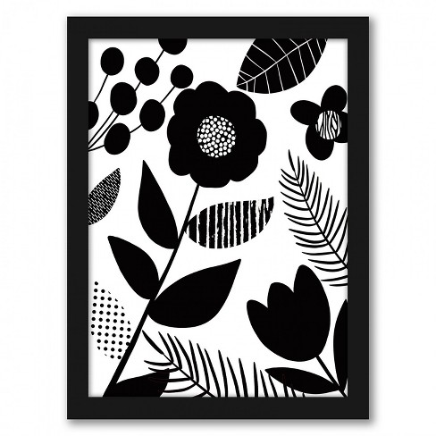 Americanflat Bw Floral Illust By Lisa Nohren Black Frame 24 X36 Target