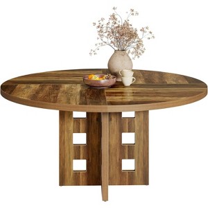 Tribesigns 47-Inch Round Dining Table for 4-6 People, Farmhouse Wood Kitchen Table with Sturdy Pedestal Base for Dining Room, Living Room - 1 of 4