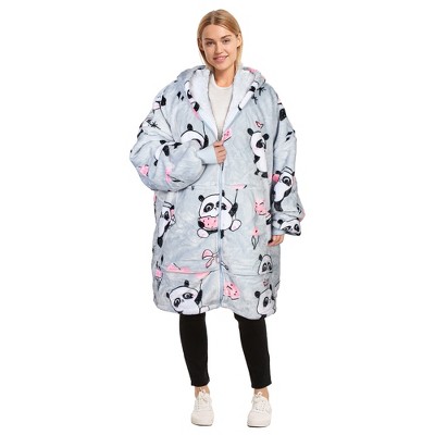 Womens' Hoodie Zip Up Sweatshirt with Full Fleece Lined, Oversized Zip-Up Adult Blanket Hoodie Wearable for Womens Men - Catalonia