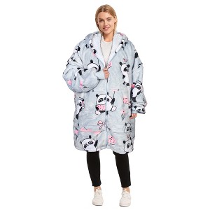 Womens' Hoodie Zip Up Sweatshirt with Full Fleece Lined, Oversized Zip-Up Adult Blanket Hoodie Wearable for Womens Men - Catalonia - 1 of 4