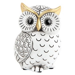 Itopfox Owl Statue 1 Piece Resin Sculpture Antique Black White 4.4 x 2.7 x 3.1 Inch Shelf Decor for Living Room Bedroom Office - 1 of 4