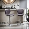 Ellston Velvet Adjustable Swivel Barstools, Set of 2- Leovsnove - 2 of 4