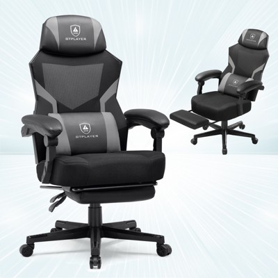 GTPLAYER Mesh Gaming Chair with Footrest, Mesh Back Reclining Office Chair for Adults, Comfortable Fabric Seat