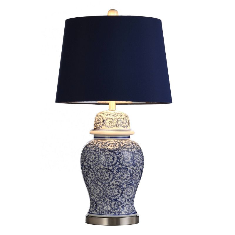 Blue Ivy Swirl Table Lamp with Blue Hardback Fabric Shade  - StyleCraft, 3 of 8