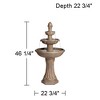 John Timberland Farron Rustic 3 Tier Basin Outdoor Floor Water Fountain with LED Light 46" for Yard Garden Patio Home Deck Porch Exterior Balcony Roof - 4 of 4