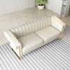 TiramisuBest Modern Cream Velvet Sofa with Gold Accents - Sleek Channel-Tufted Upholstery, 3-Seat Couch for Living Room and Office Decor - 3 of 4