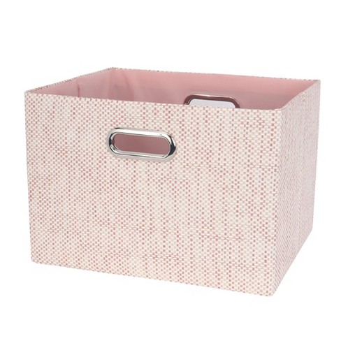 Blush Pink Rectangular Weave Basket Storage Container, 13 x 5.3