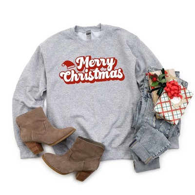 Simply Sage Market Women's Graphic Sweatshirt Merry Christmas Hat