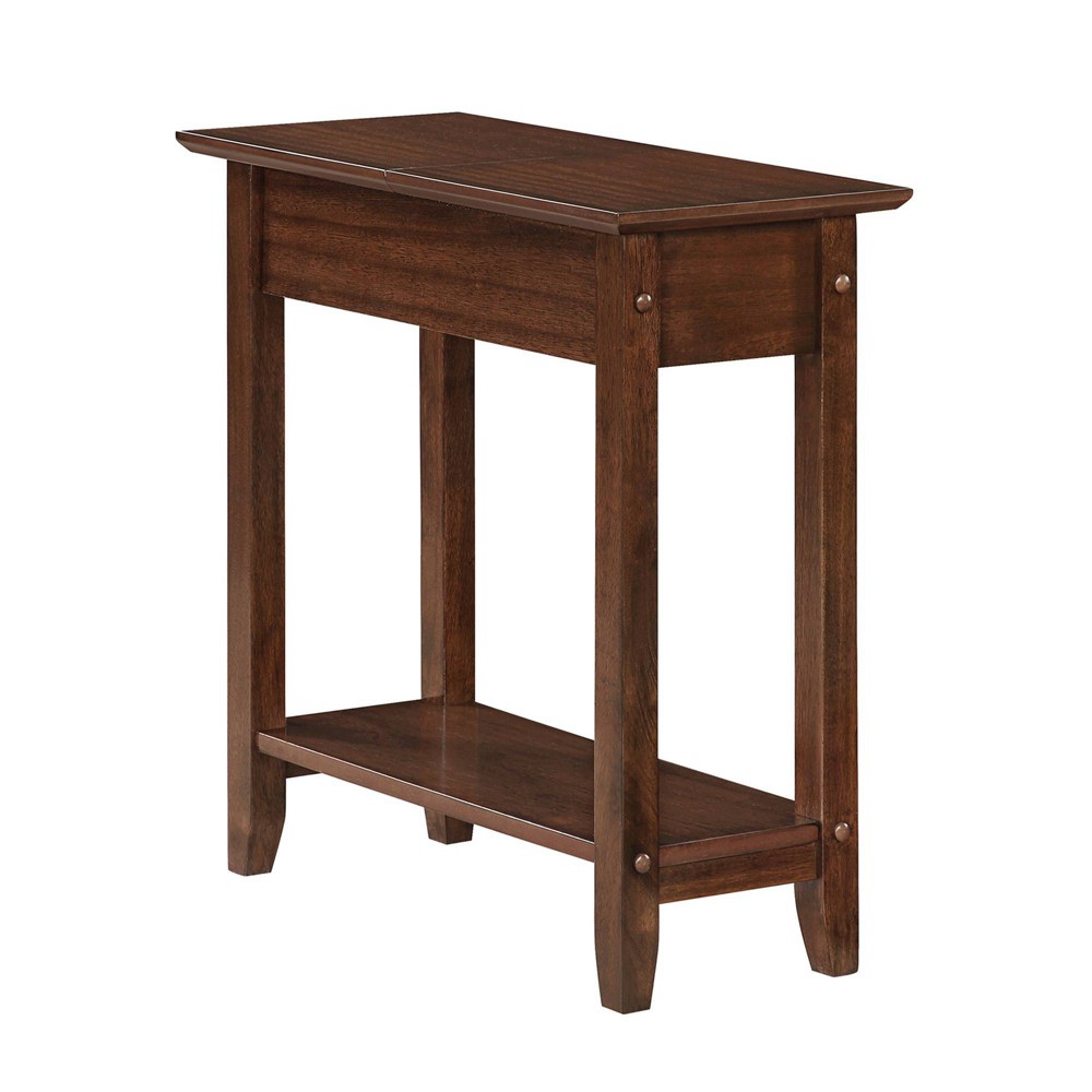 Breighton Home American Heritage Flip Top End Table with Shelf in Espresso