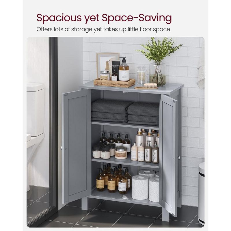 VASAGLE Bathroom Floor Storage Cabinet, Freestanding Bathroom Storage Unit with Adjustable Shelve, 3 of 9