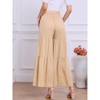 INSPIRE CHIC Women's Boho Elastic High Waist Tie Belt Ruffle Hem Wide Leg Palazzo Pants - 4 of 4