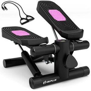 Costway Mini Stepper for Exercise at Home with Resistance Bands Adjustable Height Black/White - 1 of 4