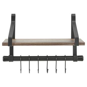 Metal Utility Shelf With Hooks Black - Brightroom™: Iron Wall Storage, Wire  Floating Shelf, 15lb Capacity : Target