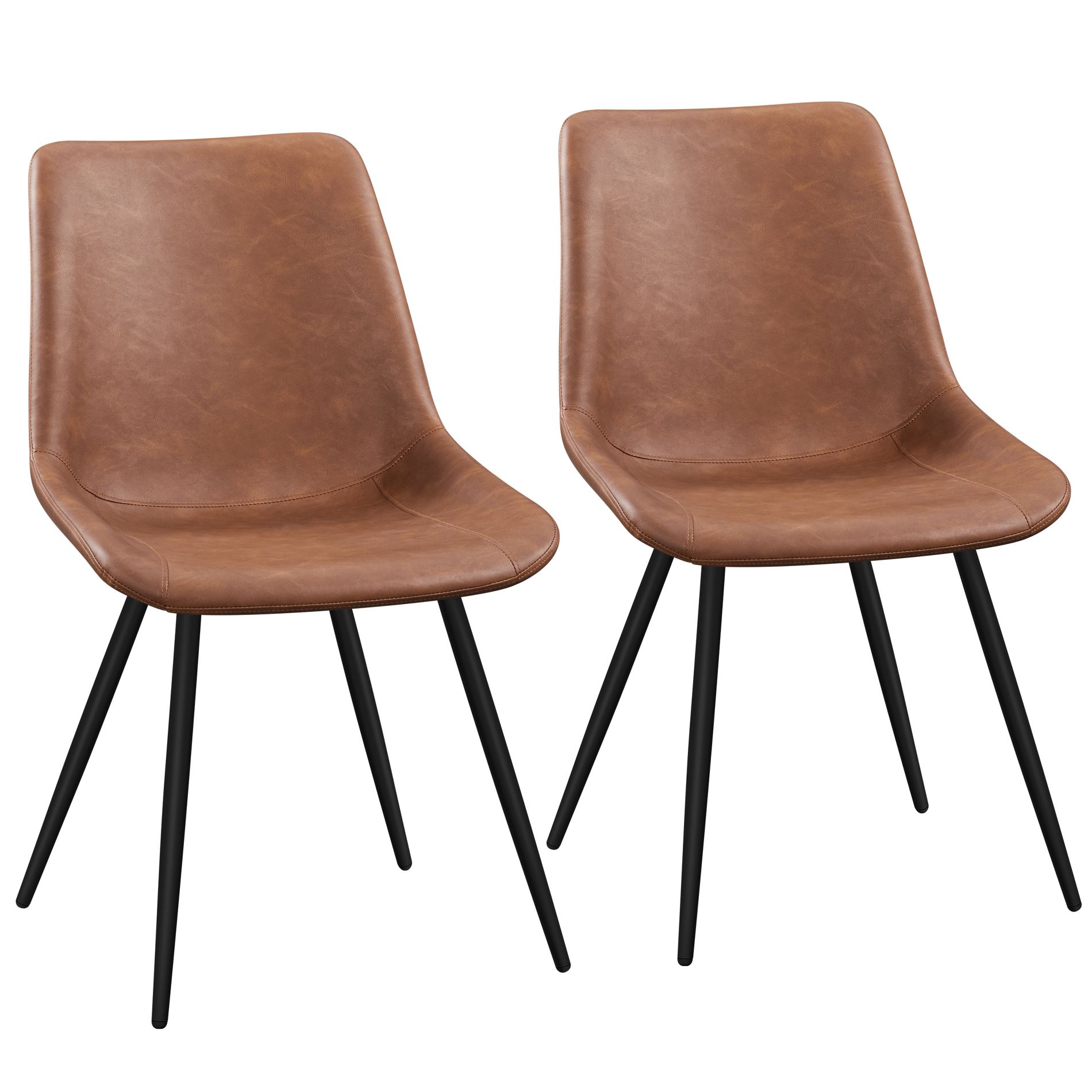 Yaheetech 2pcs Metal Dining Chairs Accent Chairs, Brown