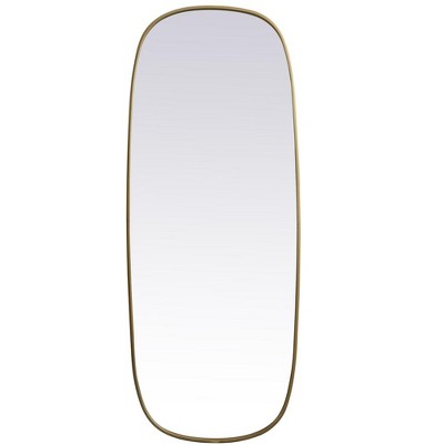 Elegant Lighting Metal Frame Oval Mirror 24x60 Inch in Brass