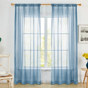 Deconovo Linen Sheer Rod Pocket Curtains (2 Panels, Light Filtering) - 1 of 4