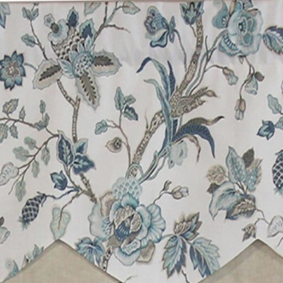 Gianna Spa Floral Fabric Valance with Contrast Bottom, 50" x 15"