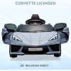 Garvee 12V Licensed Corvette Kids Ride-On Car with Remote Control LED Lights and MP3 Player Sports Electric Vehicle, Blue - 2 of 4