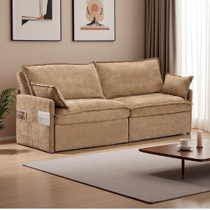 73.6" Chenille 3-in-1 Sofa Bed with L-Shaped Design & USB/Type-C Ports - 1 of 4