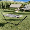 Nasitip 12FT 2-Person Hammock with Stand, 450LB Capacity Quilted Fabric Hammock with Pillow & Pocket, Gray/White Outdoor Lounger - 2 of 4